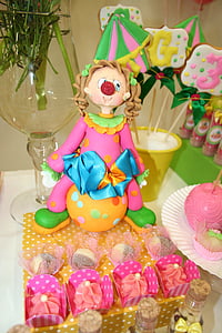 Sünnipäev tüdruk, pool tsirkus, Rosa, roheline, dulces, mänguasi