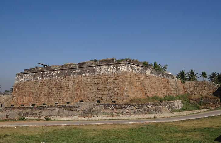 citadel, Canon, Fort, oude, ruïnes, srirangapatanam, Karnataka