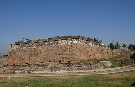 Cetatea, Canon, Fort, vechi, ruinele, srirangapatanam, Karnataka