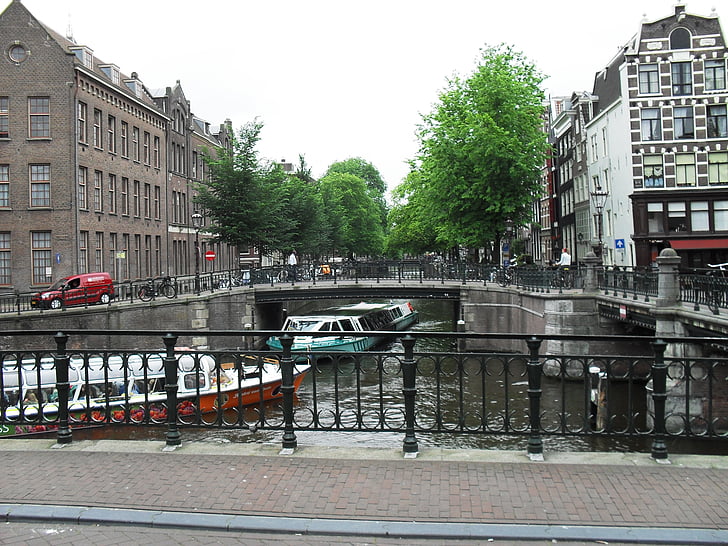 Amsterdam, Most, Rzeka, wody, Architektura, Most - człowiek struktura, na zewnątrz budynku