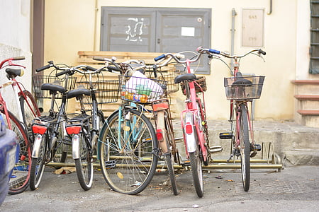 kerékpár, város, Vintage, kerékpár, retro