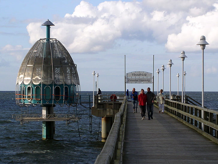 Zinnowitz, campana de busseig, món del mar Bàltic, costanera, web, Puente del mar, Mar Bàltic