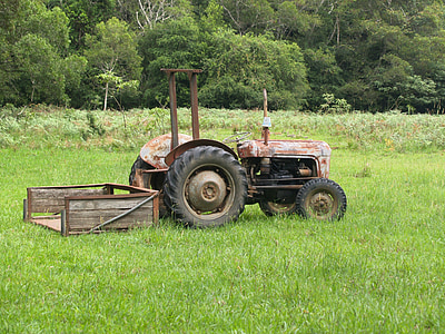 traktor, gamla, gård, fältet, jordbruk, jordbruk, landsbygdens