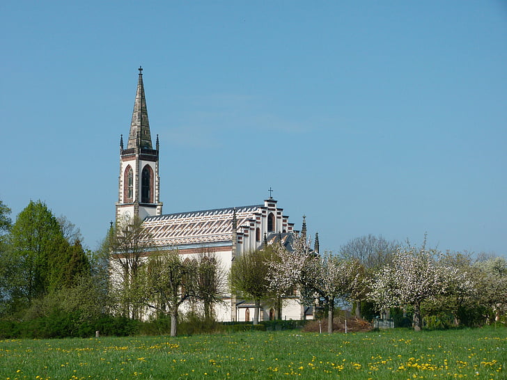 bažnyčia, leutersdorf, Katalikų, maldos namai, stogo papuošalai