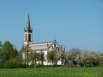 kerk, Leutersdorf, Katholieke, Huis van aanbidding, dak ornamenten