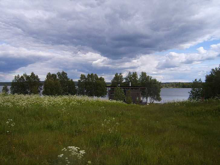 Phòng xông hơi, nước, Lake, Phần Lan, Bãi biển, Thiên nhiên, bầu trời