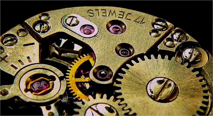clock, movement, gears, gear, transmission, wheels, into each other