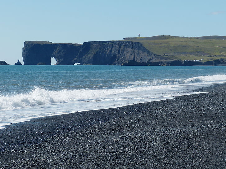 Island, vik, sørkysten, basalt, Cliff, Rock, natur