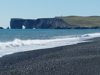 아이슬란드, vik, 사우스 코스트, 현무암, 절벽, 바위, 자연
