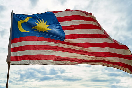 flag, malaysia, dom, independence, blue, red, striped