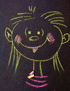 face, chalk, street chalk, drawing, funny, street painting, chalk drawing