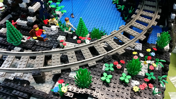 Lego, vilciens, rotaļlietas, vīrieši, plastmasas, ziedi, bērniem