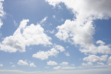 núvols, cel, blau, blanc, suau i esponjosa, núvols del cel, núvols del cel blau