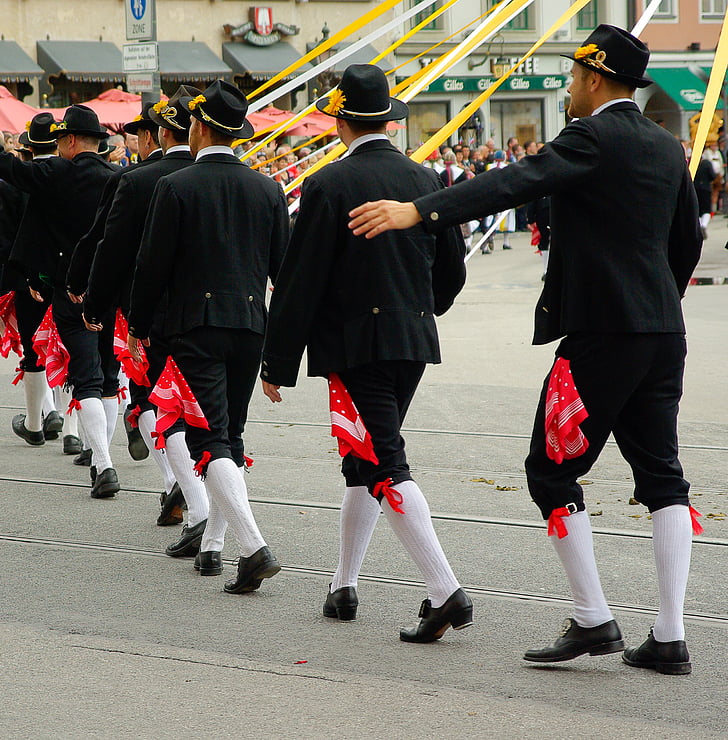 Parade, Munich, Oktoberfest, rakyat kostum, orang-orang, budaya