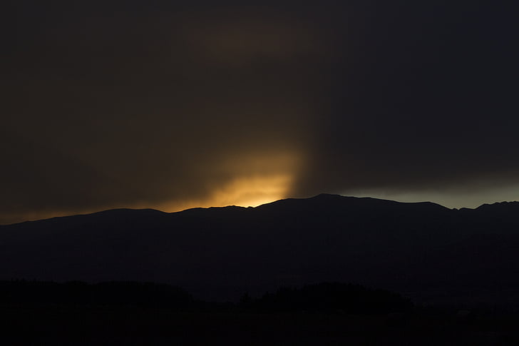 sunset, last light, vanishing, black, silhouette, mountain, ridge