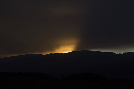 Sunset, valguses, lõpp, must, siluett, mägi, Ridge