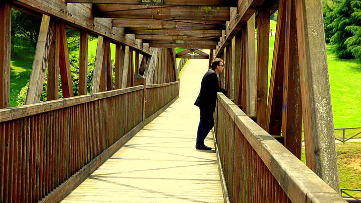 park, look, man, bridge - Man Made Structure, people, outdoors, walking