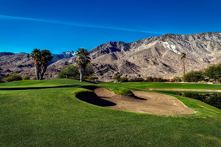 indian canyons golf resort, golf course, palm springs, california, mountains, landscape, greens