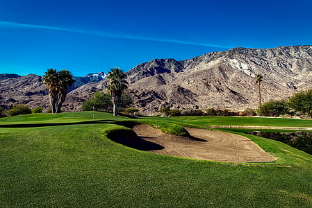 cânions indiano golf resort, campo de golfe, Palm springs, Califórnia, montanhas, paisagem, verdes