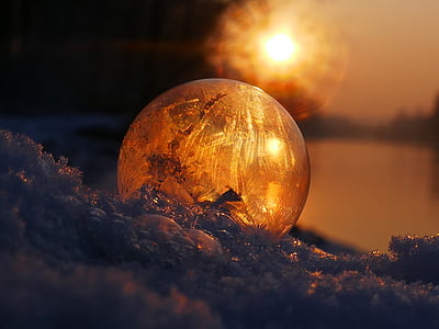 zeepbel, bevroren, Frost, winter, eiskristalle, winterse, koude