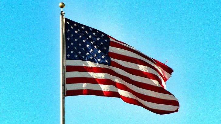 flagga, USA, dom, 4 juli, röd, vit, och blå