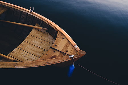 Boot, Bogen, Wasser, aus Holz, Retro, Jahrgang, Rudern