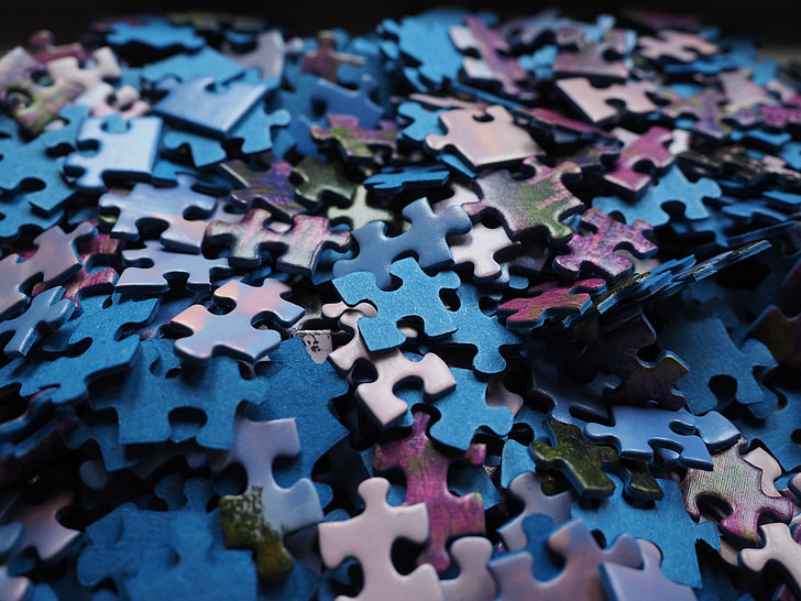 peças do puzzle, quebra-cabeça, jogar, montando, Compartilhar, paciência, cartões de memória, cobertos com
