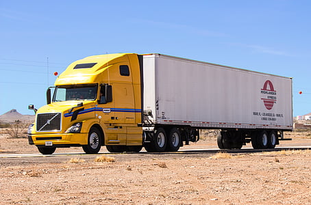 트럭, 세미 트럭, 사막, 뉴 멕시코, 무게 역, 교통, 배송