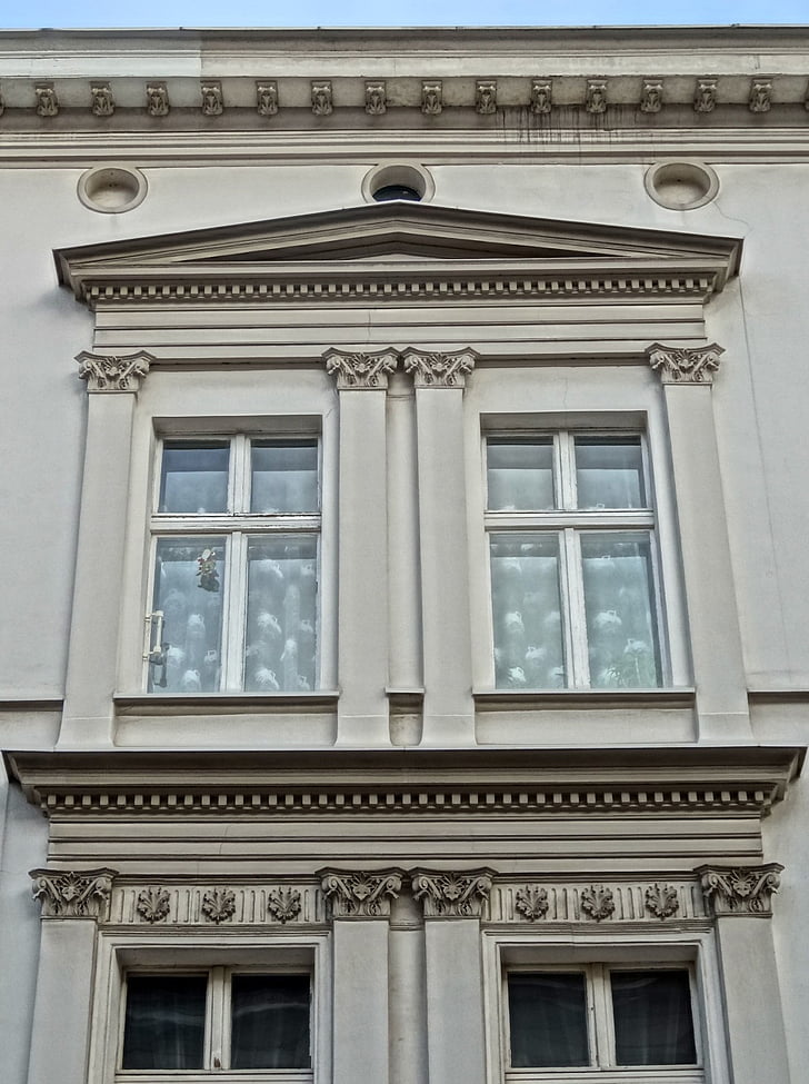 Bydgoszcz, pilastry, Architektura, okno, fasada, budynek, Struktura