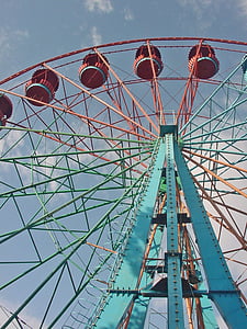 wheel review, park, city park, sky, attraction, carousel, ferris Wheel