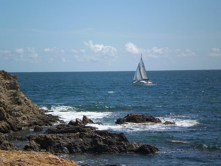 barca a vela, Costa, mare, costa rocciosa, Vacanze, relax, estate