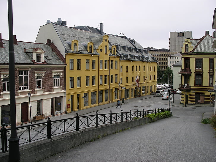 alensund, kanali, sivo nebo, Norveška, arhitektura, ulica, Europe