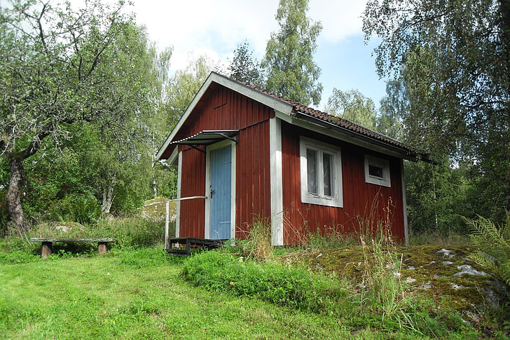 Vils hult, Svédország, Kunyhó, szauna, fa - anyag, természet, ház