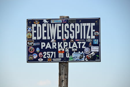 Sommet de l’Edelweiss, parking, adhésif, autocollant, Tauern, alpin, haute
