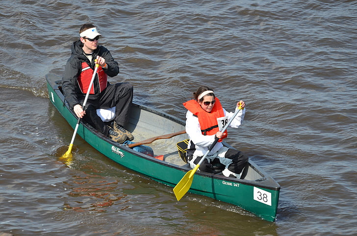 kajak, forsränning, kanot, båt, äventyr, paddling, par