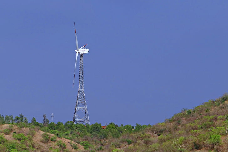 energija vjetra, Vjetar turbina, energije vjetra, Slavonski Brod brda, Karnataka, Indija