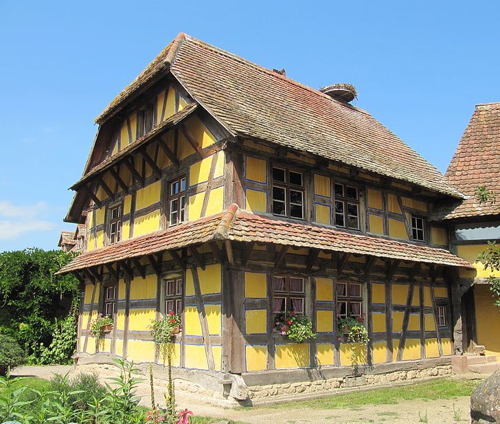 ungersheim Økomuseum, truss, våningshus, Alsace, historisk