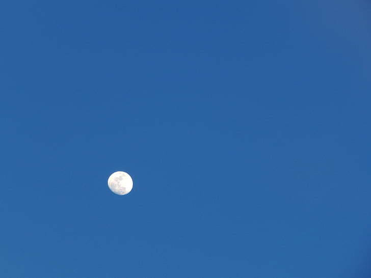 maan, blauwe hemel, hemel, zonsondergang, dag van de maan, sky moon, vrede