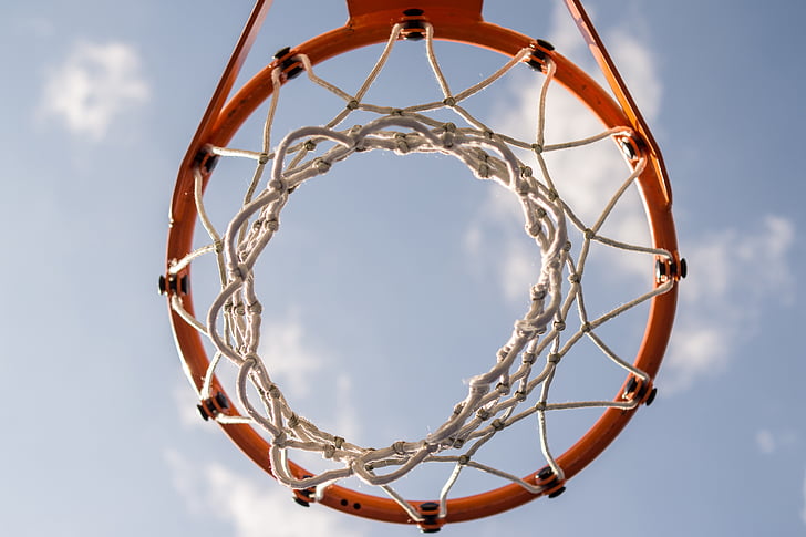 orange, white, basketball, ring, net, hoop, sports