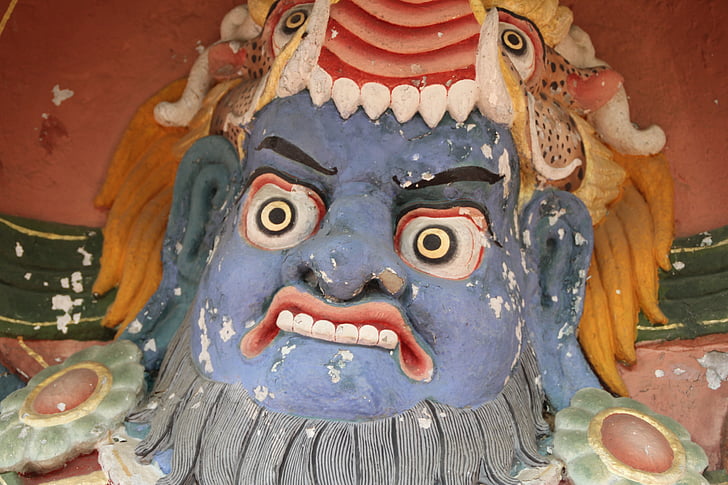 ansikte, templet, konst, resor, religiösa, buddhismen, antika