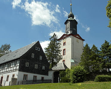 gahlenz, Saxony, Gereja, desa, tempat, bangunan berbingkai kayu