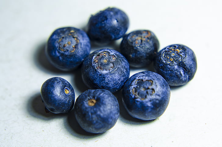 Blueberry, Blueberry, buah, Studio ditembak, Close-up, latar belakang putih, biru