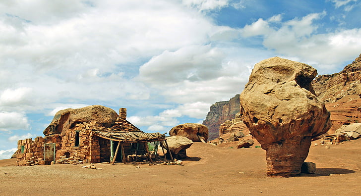 nativo, rifugio, rosso, rocce, Marble canyon, Arizona, Stati Uniti d'America
