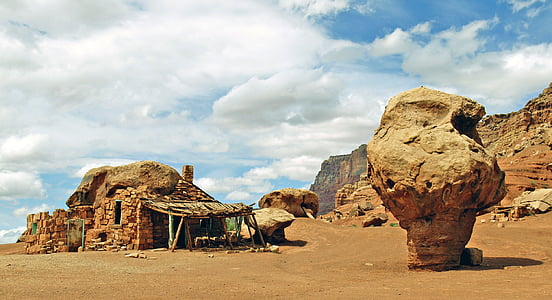 Native, zavetje, rdeča, kamnine, marmorja kanjon, Arizona, ZDA