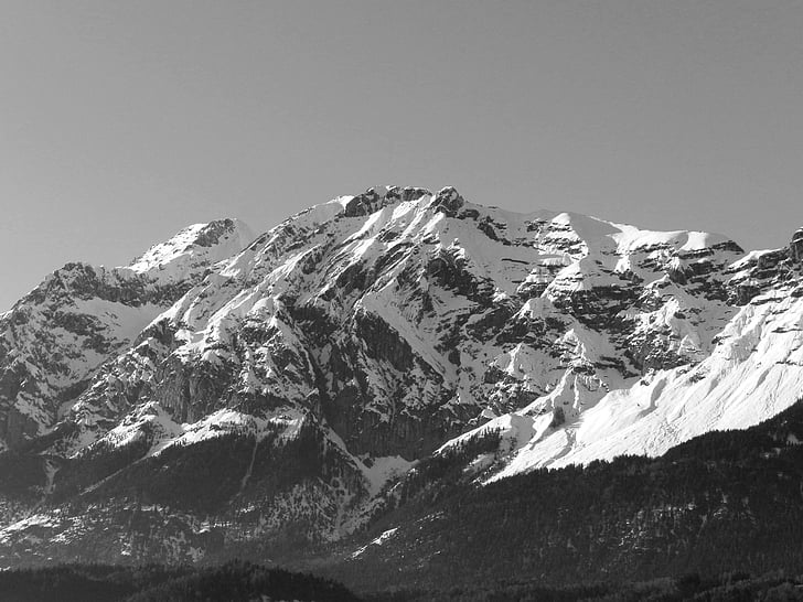 black, white, mountains, alps, nature, scenic, europe