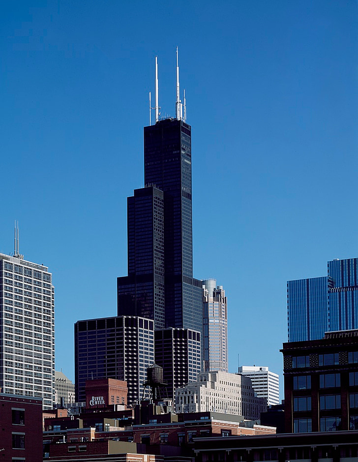 Willis tårn, Chicago, Illinois, skyskraper, landemerke, historiske, skyline