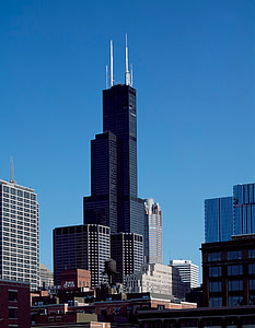 Willis towers, Chicago, Illinois, pilvenpiirtäjä, Maamerkki, historiallinen, Skyline