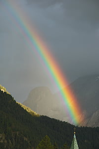 regenboog, berg, regen