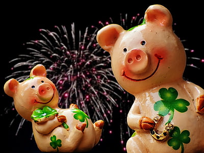 suerte, Cochinillo, suerte cerdo, lindo, Amuleto de la, puerca, fin de año