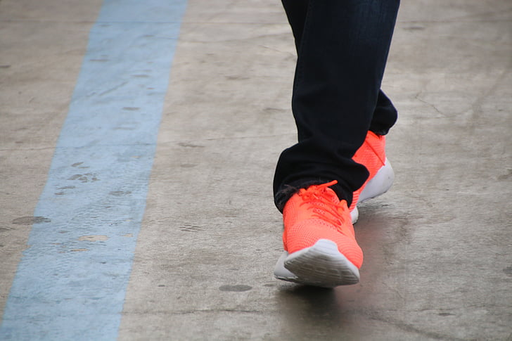 kojos, batai, oranžinė, Sportas, Apatinės galūnės, naudojasi, batų